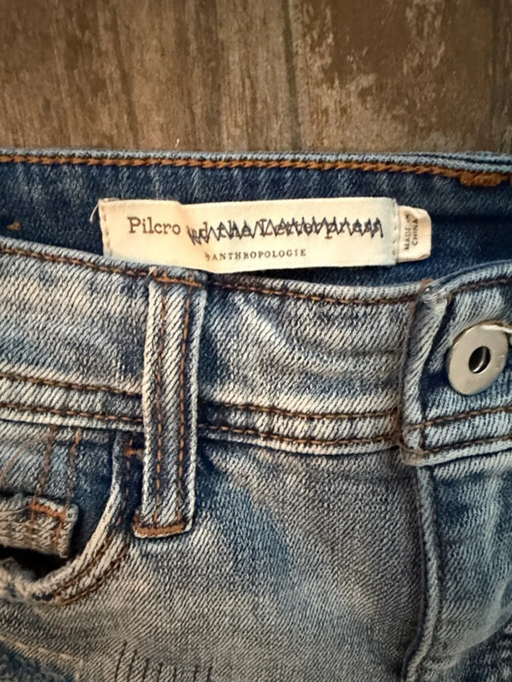 Anthropologie Pilcro & the Letterpress Blue Distressed Patchwork Denim Shorts - Picture 2 of 8